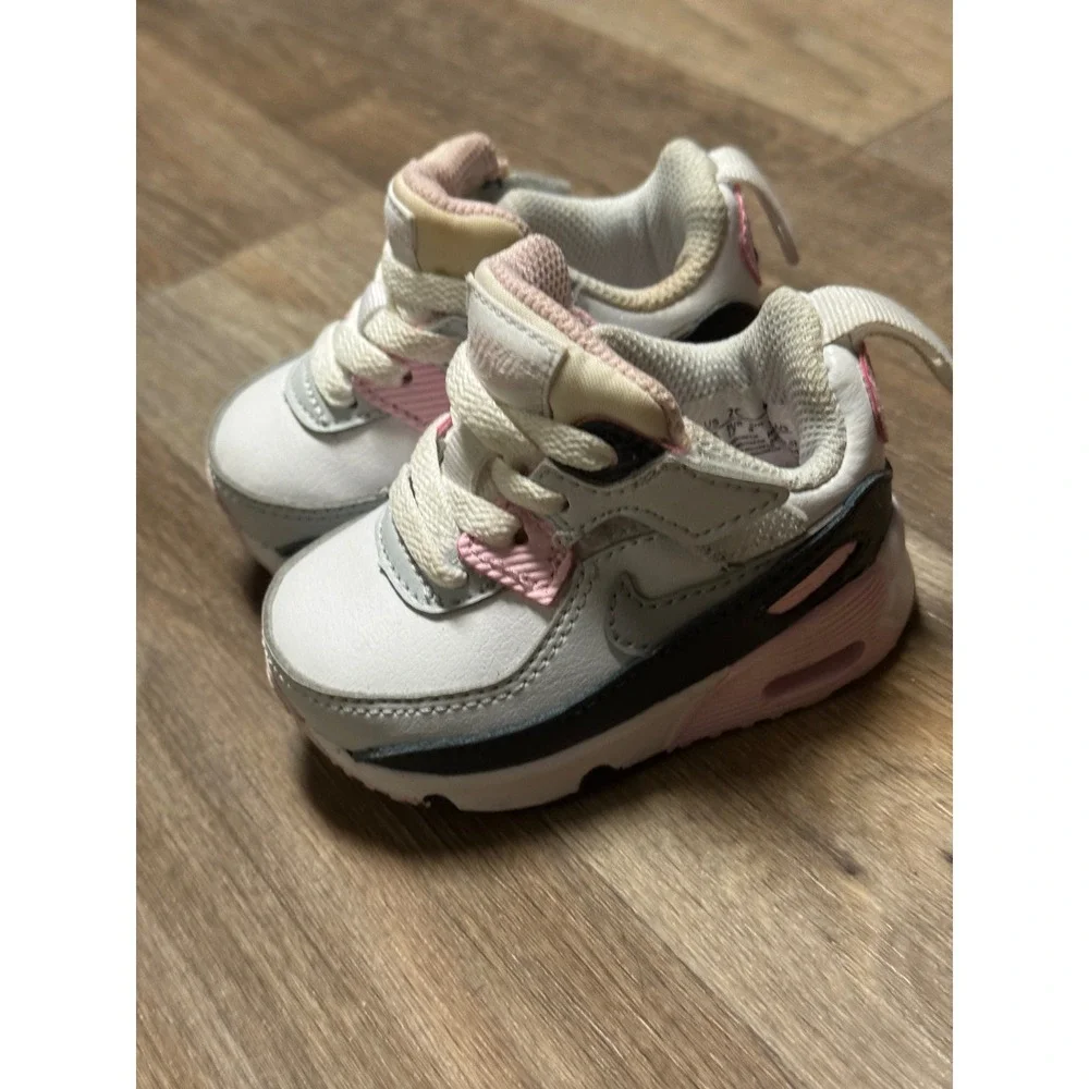 Nike Air Max 90 Tiny Toddler Shoes White Pink Black Size 2C